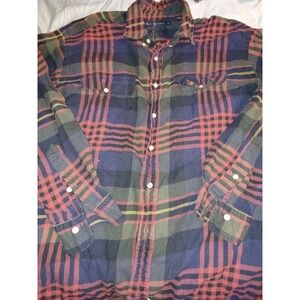 Polo Ralph Lauren Shirt Mens Medium Masculin Plaid Flannel Long Sleeve Button Up